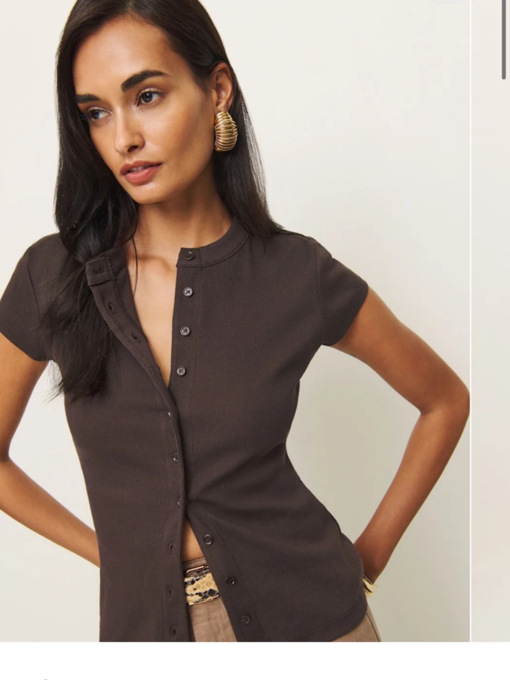 NWT Reformation MOLE RAELYNN RIBBED SS TOP Size S